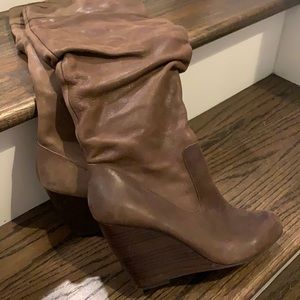 Jessica Simpson knee high wedge boots.